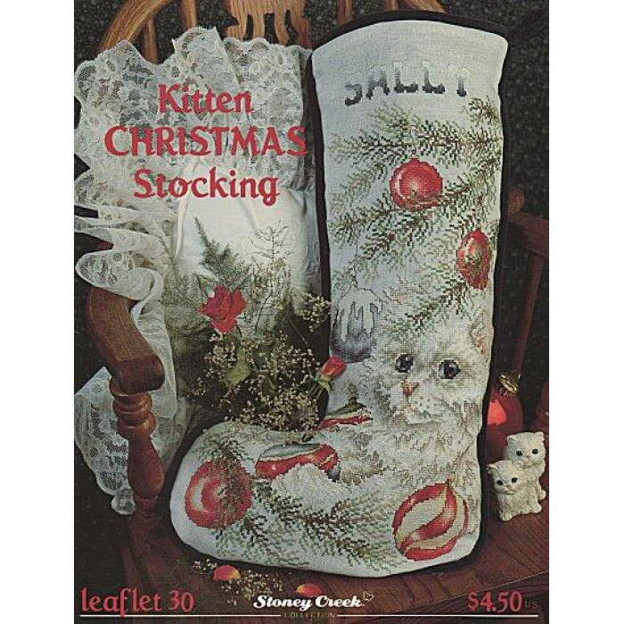 LFT030 Stoney Creek Схема для вишивки рахунковим хрестиком - Kitten Christmas Stocking, папір