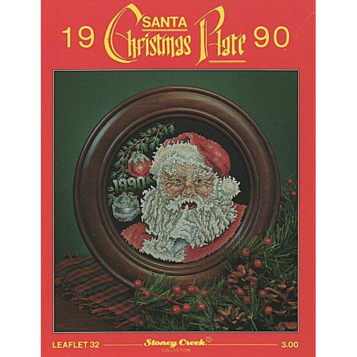 LFT032 Stoney Creek Схема для вишивки рахунковим хрестиком - 1990 Santa Christmas Plate, папір