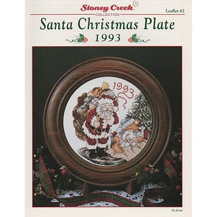 LFT062 Stoney Creek Схема для вишивки рахунковим хрестиком - 1993 Santa Christmas Plate, папір