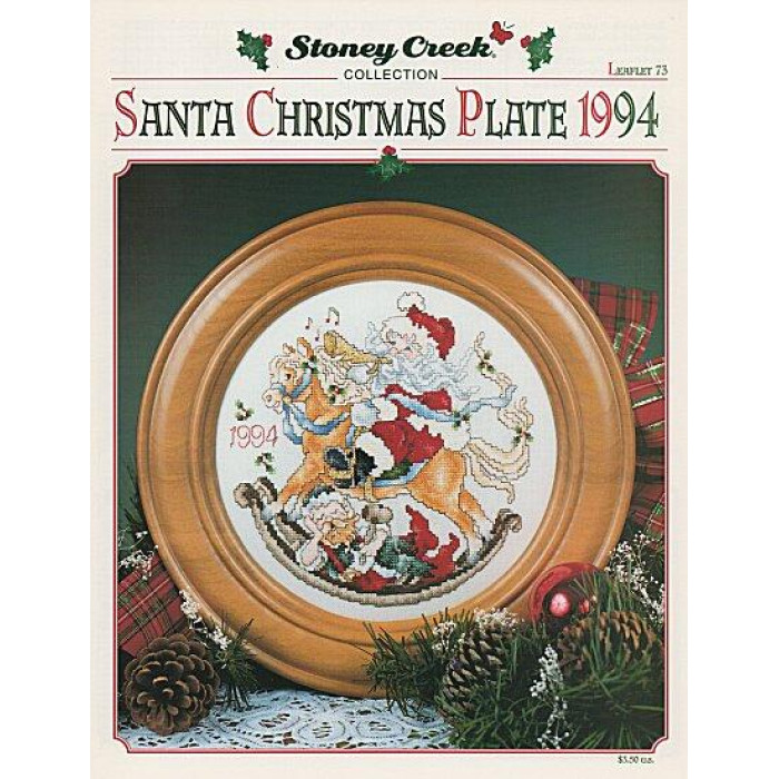 LFT073 Stoney Creek Схема для вишивки рахунковим хрестиком - 1994 Santa Christmas Plate, папір
