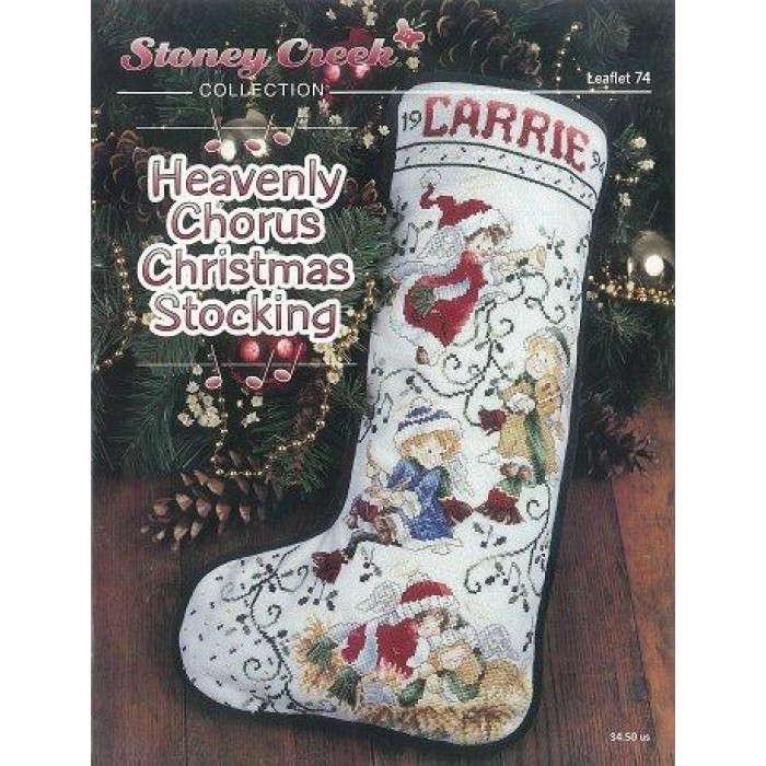 LFT074 Stoney Creek Схема для вишивки рахунковим хрестиком - Heavenly Chorus Christmas Stocking, папір