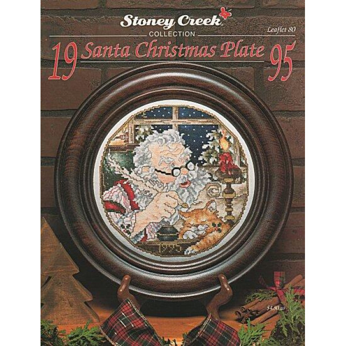 LFT080 Stoney Creek Схема для вишивки рахунковим хрестиком - 1995 Santa Christmas Plate, папір