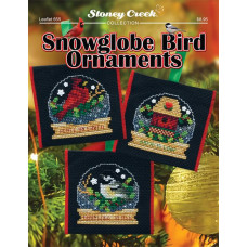 LFT655 Stoney Creek Паперова схема для вишивки рахунковим хрестиком - Snowglobe Bird Ornaments