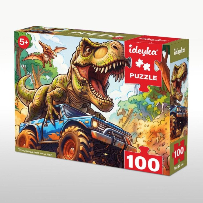 LP100-007 Ideyka Пазли -  Тиранозавр на джипі 30x40 см, 100 елементів ©art_selena_ua