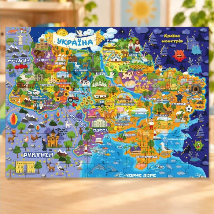LP100-009 Ideyka Пазли - Мапа України 30x40 см, 100 елементів ©art_selena_ua