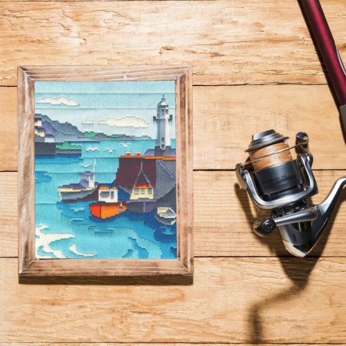 LSBE1 Bothy Threads Набір для вишивки гладдю - Відпочинок рибалок Fishermen's Rest 19x27 см, тканина з малюнком №14