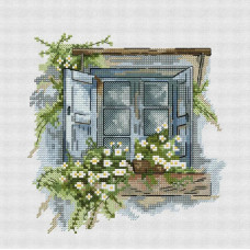 ЛВ-168 Леля Набір для вишивки рахунковим хрестиком - Бабусине вікно, 30x30 см, Linda 27 ct