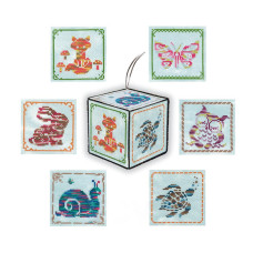 М-0364 VDV Набір для вишивки рахунковим хрестиком - Іграшка Куб-фауна 8,5х8,5х8,5 см, Aida 14