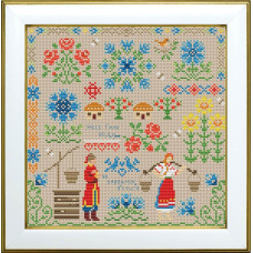 М-0383 VDV Набір для вишивки рахунковим хрестиком - Несе Галя воду...19x19 см, Aida 16 М-0383 VDV Набір для вишивки рахунковим хрестиком - Несе Галя воду...19x19 см, Aida 16