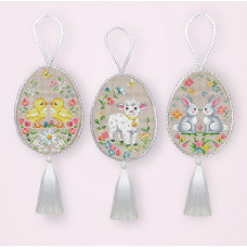 М-0390 ВДВ Набір для вишивки хрестиком - Великодні іграшки, 7х10.5 см, 3 шт,  Aida 16