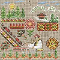 М-0392 ВДВ Набір для вишивки хрестиком - Червона рута 19х19 см. Aida16