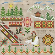 М-0392 ВДВ Набір для вишивки рахунковим хрестиком - Червона рута 19х19 см. Aida16