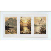 М-0393 VDV Набір для вишивки рахунковим хрестиком - Триптих. Ранкова димка 38х20 см, Aida 16