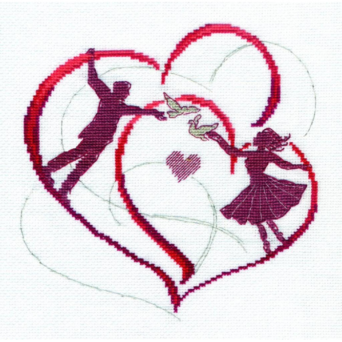 М-561 Чарівна Мить Набір для вишивки рахунковим хрестиком - У ритмі кохання 18x18 см, Aida 16 М-561 Чарівна Мить Набір для вишивки рахунковим хрестиком - У ритмі кохання 18x18 см, Aida 16