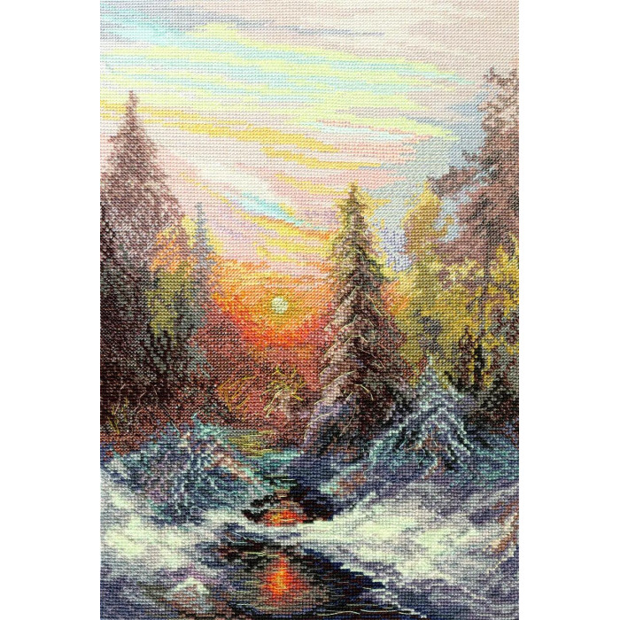 М-568 Чарівна Мить Набір для вишивки рахунковим хрестиком - Поцілунок зимового сонця 19x29 см, Aida 16 М-568 Чарівна Мить Набір для вишивки рахунковим хрестиком - Поцілунок зимового сонця 19x29 см, Aida 16