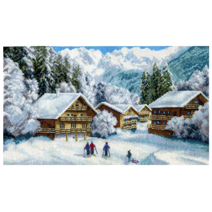 М-579 Чарівна Мить Набір для вишивки рахунковим хрестиком - Канікули в Альпах 36x20,5 см, Aida 16 М-579 Чарівна Мить Набір для вишивки рахунковим хрестиком - Канікули в Альпах 36x20,5 см, Aida 16