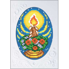 M03 Романтична свічка. Листівка. Чарівниця. Листівка з канвою з малюнком і паспарту (без муліне)