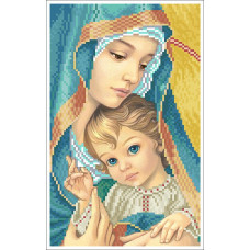 81 МДС-м-схема Мадонна з дитиною (у синьому), маленька. БС Солес. Схема на тканині для вишивання бісером