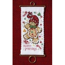 MH126304 Mill Hill Набір для вишивки рахунковим хрестиком + бісером - Імбирний пряник Sweet Greetings Gingerbread 16x8 см, Aida16