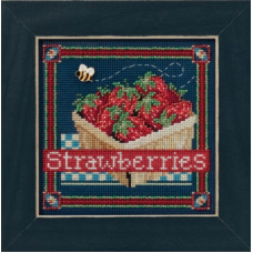 MH141613 Mill Hill Набір для вишивки рахунковим хрестиком + бісером - Полуниця Strawberries 13x13 см, перфорований папір