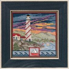 MH141714 Mill Hill Набір для вишивки рахунковим хрестиком + бісером - Маяк Lighthouse 13x13 см, перфорований папір