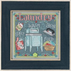 MH141716 Mill Hill Набір для вишивки рахунковим хрестиком + бісером - Пральня Laundry 13x13 см, перфорований папір