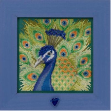MH142016 Mill Hill Набір для вишивки рахунковим хрестиком + бісером - Гордий Павич Proud Peacock 13x13 см, перфорований папір