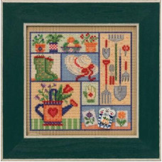 MH142113 Mill Hill Набір для вишивки рахунковим хрестиком + бісером - Садовый семплер Garden Sampler 13x13 см, перфорований папір