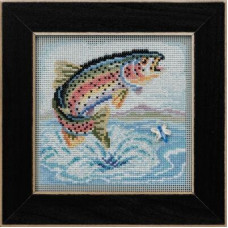 MH142114 Mill Hill Набір для вишивки рахунковим хрестиком + бісером - Райдужна форель Rainbow Trout 13x13 см, перфорований папір