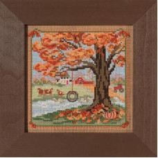 MH142126 Mill Hill Набір для вишивки рахунковим хрестиком + бісером - Осінні гойдалки Autumn Swing 13x13 см, перфорований папір