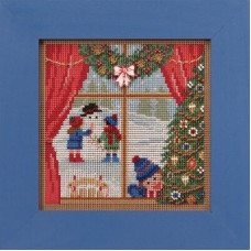 MH142135 Mill Hill Набір для вишивки рахунковим хрестиком + бісером - Різдвяні канікули Christmas Break 13x13 см, перфорований папір