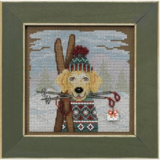 MH142234 Mill Hill Набір для вишивки рахунковим хрестиком + бісером - Лижна собака Ski Dog 13x13 см, перфорований папір