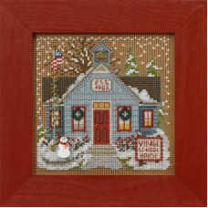 MH142236 Mill Hill Набір для вишивки рахунковим хрестиком + бісером - Школа School House 13x13 см, перфорований папір
