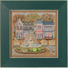 MH142315 Mill Hill Набір для вишивки рахунковим хрестиком + бісером - Міська площа Town Square 13x13 см, перфорований папір