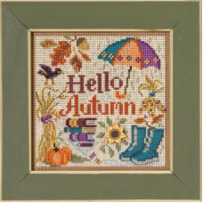 MH142323 Mill Hill Набір для вишивки рахунковим хрестиком + бісером - Привіт Осінь Hello Autumn 13x13 см, перфорований папір