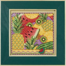 MH142413 Mill Hill Набір для вишивки рахунковим хрестиком + бісером - Літні фрукти Summer Fruit 13x13 см, перфорований папір