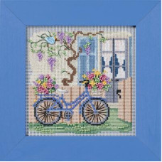 MH142414 Mill Hill Набір для вишивки рахунковим хрестиком + бісером - Синій велосипед Blue Bicycle 13x13 см, перфорований папір