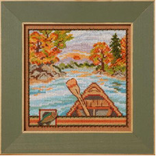 MH142421 Mill Hill Набір для вишивки рахунковим хрестиком + бісером - Поїздка на каное Canoe Ride 13x13 см, перфорований папір
