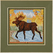 MH142425 Mill Hill Набір для вишивки рахунковим хрестиком + бісером - Осінній Лось Autumn Moose 13x13 см, перфорований папір