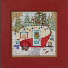 MH142431 Mill Hill Набір для вишивки рахунковим хрестиком + бісером - Різдвяний кемпер Christmas Camper 13x13 см, перфорований папір