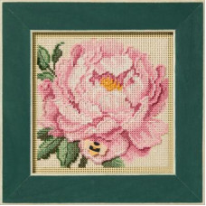 MH142511 Mill Hill Набір для вишивки рахунковим хрестиком + бісером - Півонія Peony 13x13 см, перфорований папір