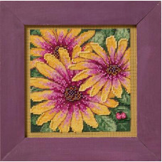 MH142521 Mill Hill Набір для вишивки рахунковим хрестиком + бісером - Магніт African Daisies African Daisies 13x13 см, перфорований папір