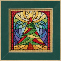 MH142532 Mill Hill Набір для вишивки рахунковим хрестиком + бісером - Вітражне дерево Stained Glass Tree 13x13 см, перфорований папір