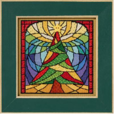 MH142532 Mill Hill Набір для вишивки рахунковим хрестиком + бісером - Вітражне дерево Stained Glass Tree 13x13 см, перфорований папір