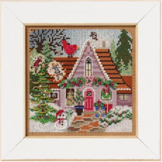 MH142533 Mill Hill Набір для вишивки рахунковим хрестиком + бісером - Святковий котедж феї Festive Fairy Cottage 13x13 см, перфорований папір