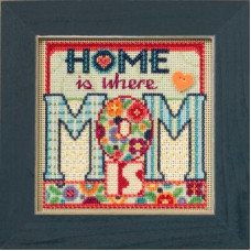MH145101 Mill Hill Набір для вишивки рахунковим хрестиком + бісером - Мама Mom 13x13 см, перфорований папір