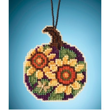 MH162022 Mill Hill Набір для вишивки рахунковим хрестиком + бісером - Іграшка Соняшниковий гарбуз Sunflower Pumpkin 6x7 см, перфорований папір