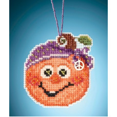 MH162025 Mill Hill Набір для вишивки рахунковим хрестиком + бісером - Іграшка Гарбуз Хіпі Hippie Pumpkin 6x6 см, перфорований папір