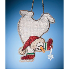 MH162134 Mill Hill Набір для вишивки рахунковим хрестиком + бісером - Іграшка Сніговик акробат Tumbling Snowman 6x9 см, перфорований папір