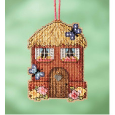 MH162216 Mill Hill Набір для вишивки рахунковим хрестиком + бісером - Іграшка Солом'яний будиночок Straw House 6x9 см, перфорований папір